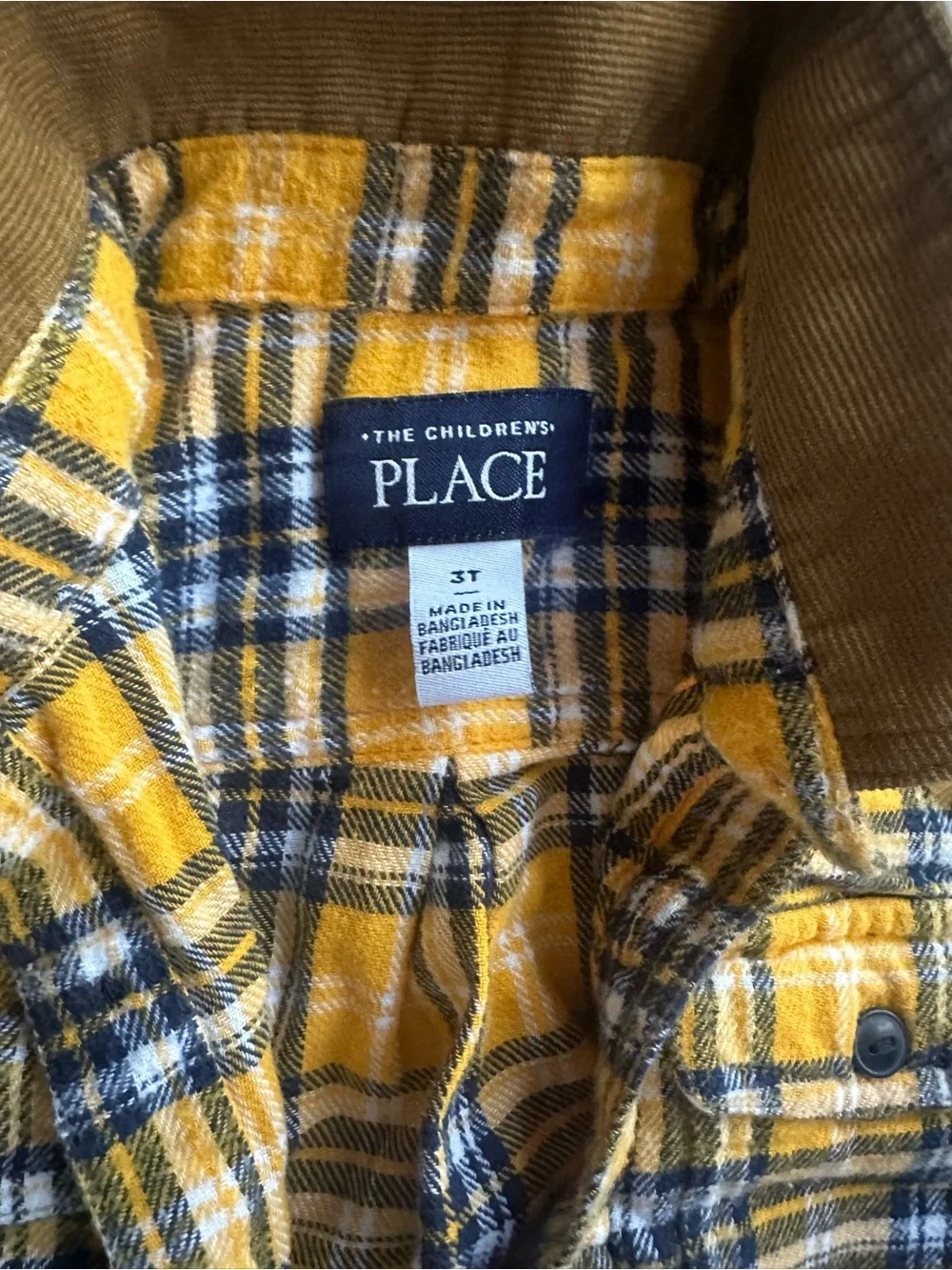 The Children's Place Yellow Plaid Button-Up shirt flannel